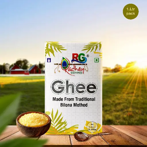 Radhey Govind Shudh Desi Ghee | Traditional Vedic Bilona Method | Grassfed, Pure & Healthy | Ghee 1 L Tetrapack